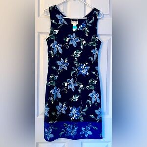 NWT Magnolia Grace Perissa Reversible Navy Floral Sleeveless Knit Dress Medium